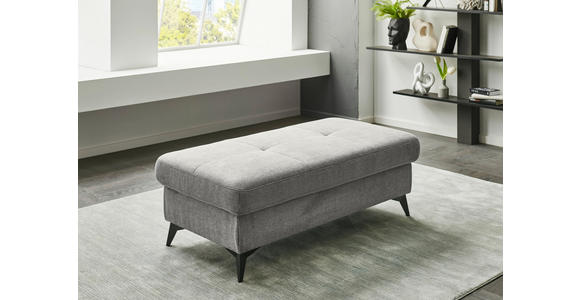HOCKER Chenille, Flachgewebe Dunkelgrau  - Dunkelgrau/Schwarz, Design, Textil/Metall (131/45/83cm) - Dieter Knoll