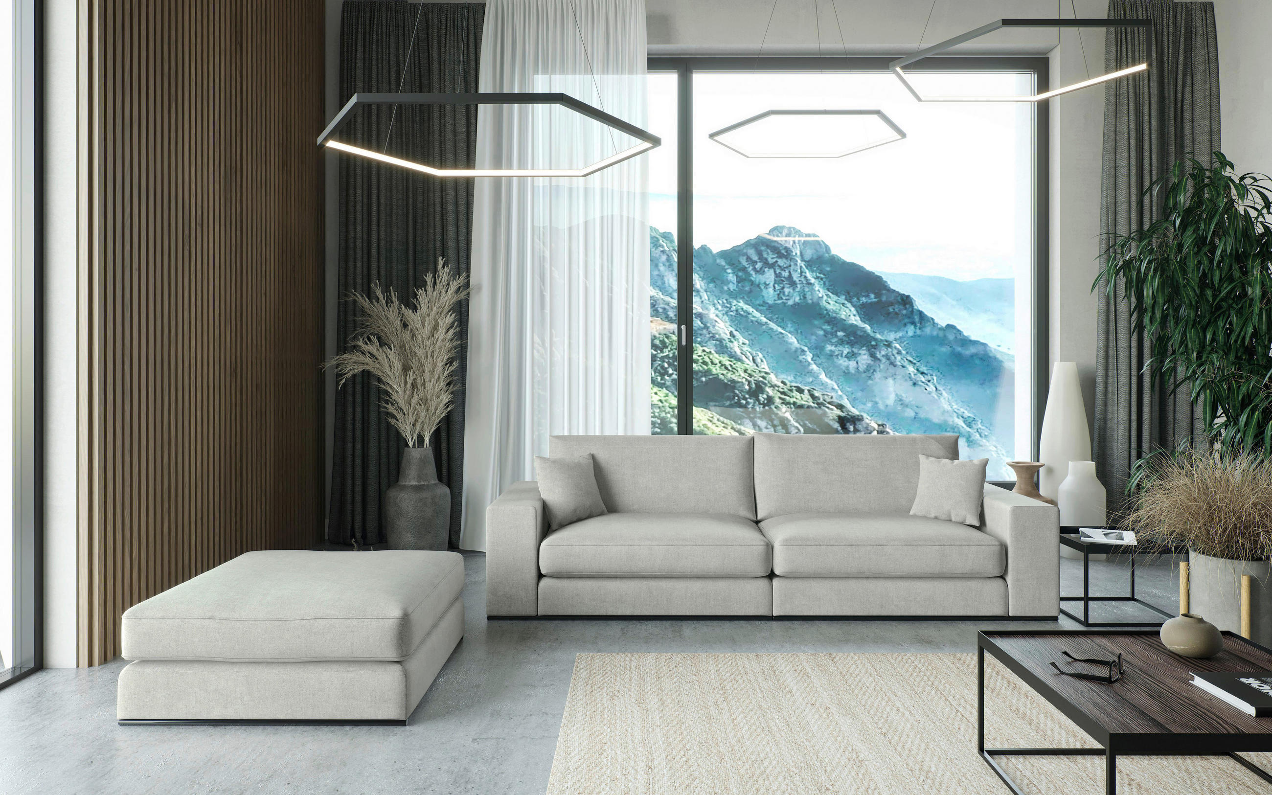 SITZGARNITUR in Webstoff Grau  - Schwarz/Grau, Design, Holz/Textil (278/85/103cm) - Livetastic