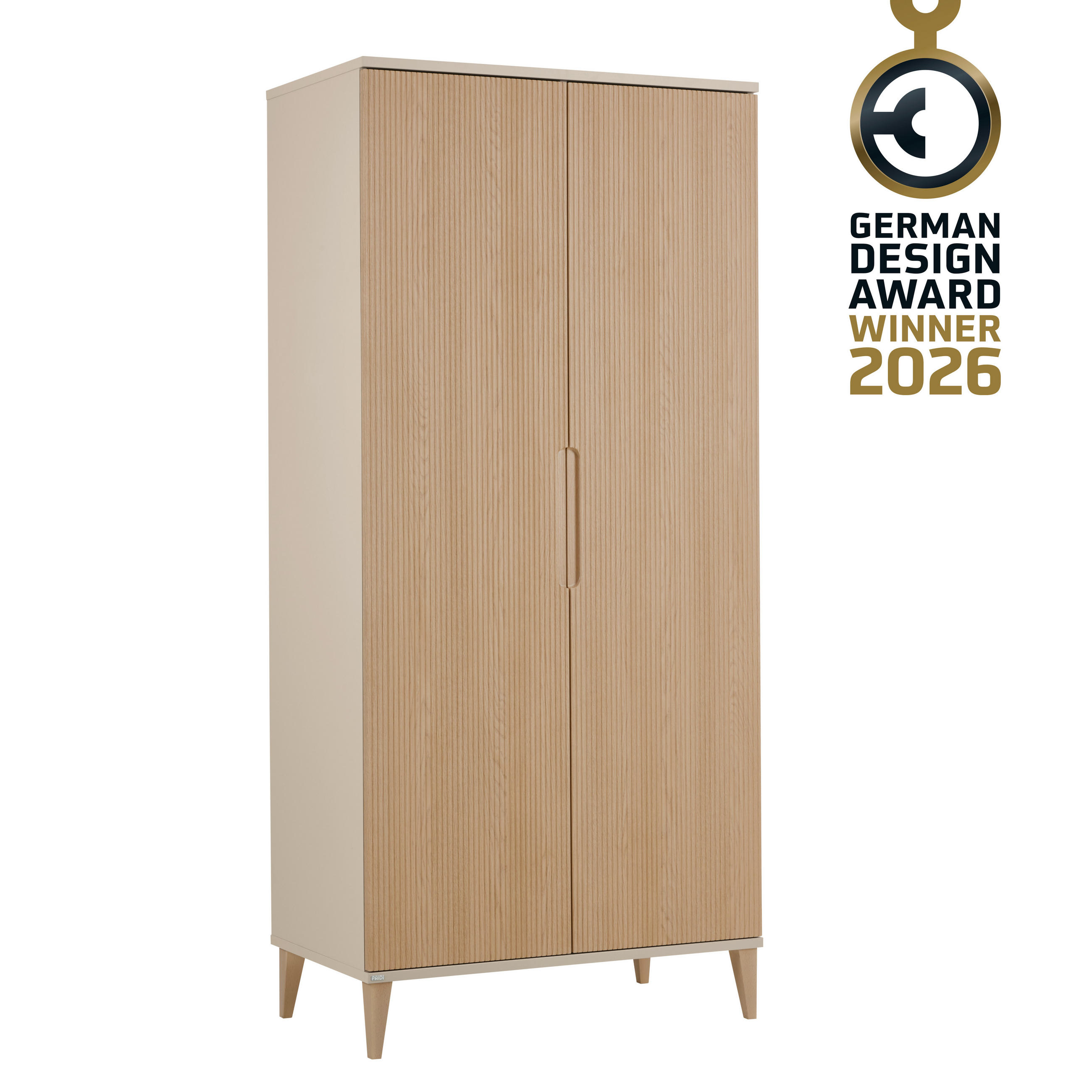 BABYKLEIDERSCHRANK Jonte Eichefarben, Beige  - Eichefarben/Beige, Basics, Holzwerkstoff (95/207/56cm) - Paidi