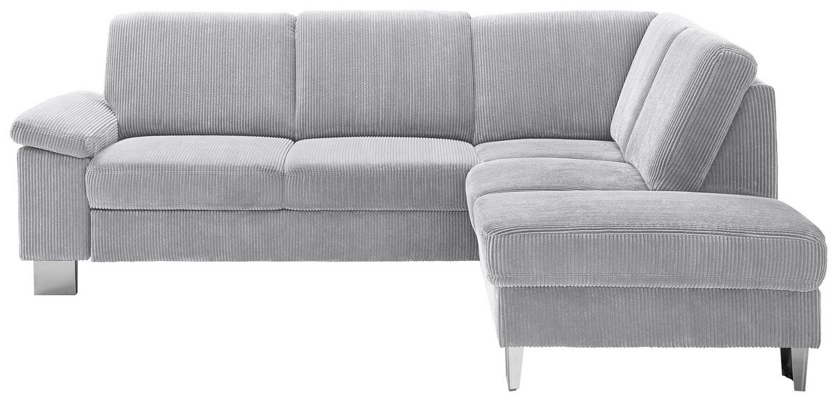 ECKSOFA in Cord Hellgrau  - Edelstahlfarben/Hellgrau, Konventionell, Textil/Metall (248/200cm) - Beldomo System