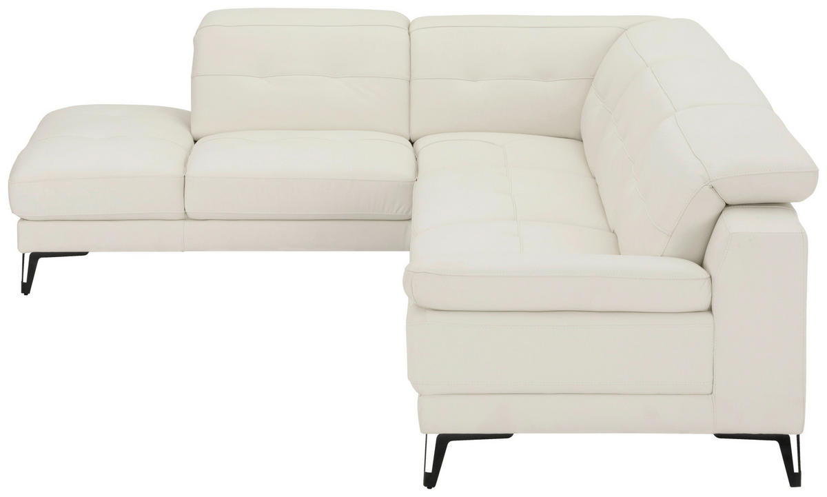 ECKSOFA Weiß Echtleder  - Schwarz/Weiß, MODERN, Leder/Metall (224/287cm) - MID.YOU