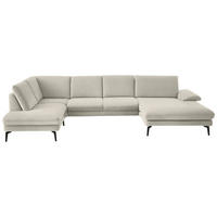 WOHNLANDSCHAFT  in Chenille, Flachgewebe Naturfarben  - Schwarz/Naturfarben, Design, Textil/Metall (208/344/180cm) - Dieter Knoll