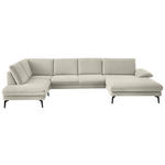 WOHNLANDSCHAFT  in Chenille, Flachgewebe Naturfarben  - Schwarz/Naturfarben, Design, Textil/Metall (208/344/180cm) - Dieter Knoll