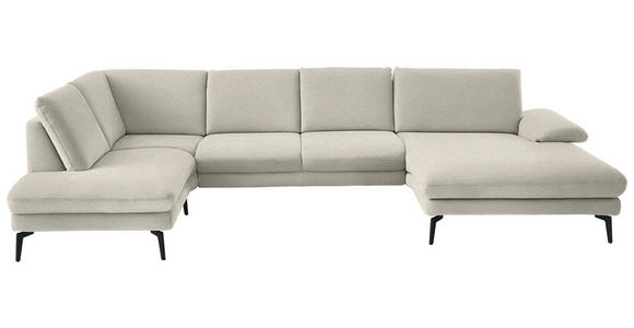 WOHNLANDSCHAFT  in Chenille, Flachgewebe Naturfarben  - Schwarz/Naturfarben, Design, Textil/Metall (208/344/180cm) - Dieter Knoll