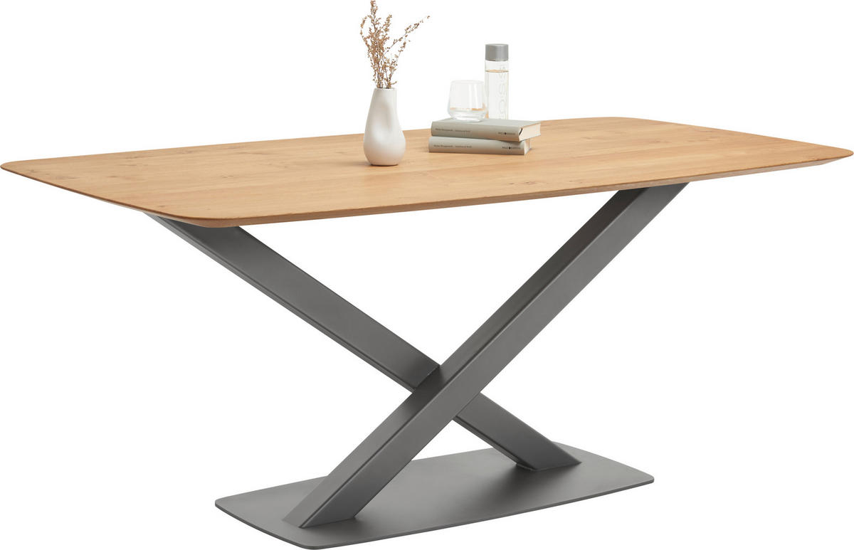 ESSTISCH in Holz, Metall 180/100/77 cm  - Eichefarben/Anthrazit, Natur, Holz/Metall (180/100/77cm) - Bert Plantagie