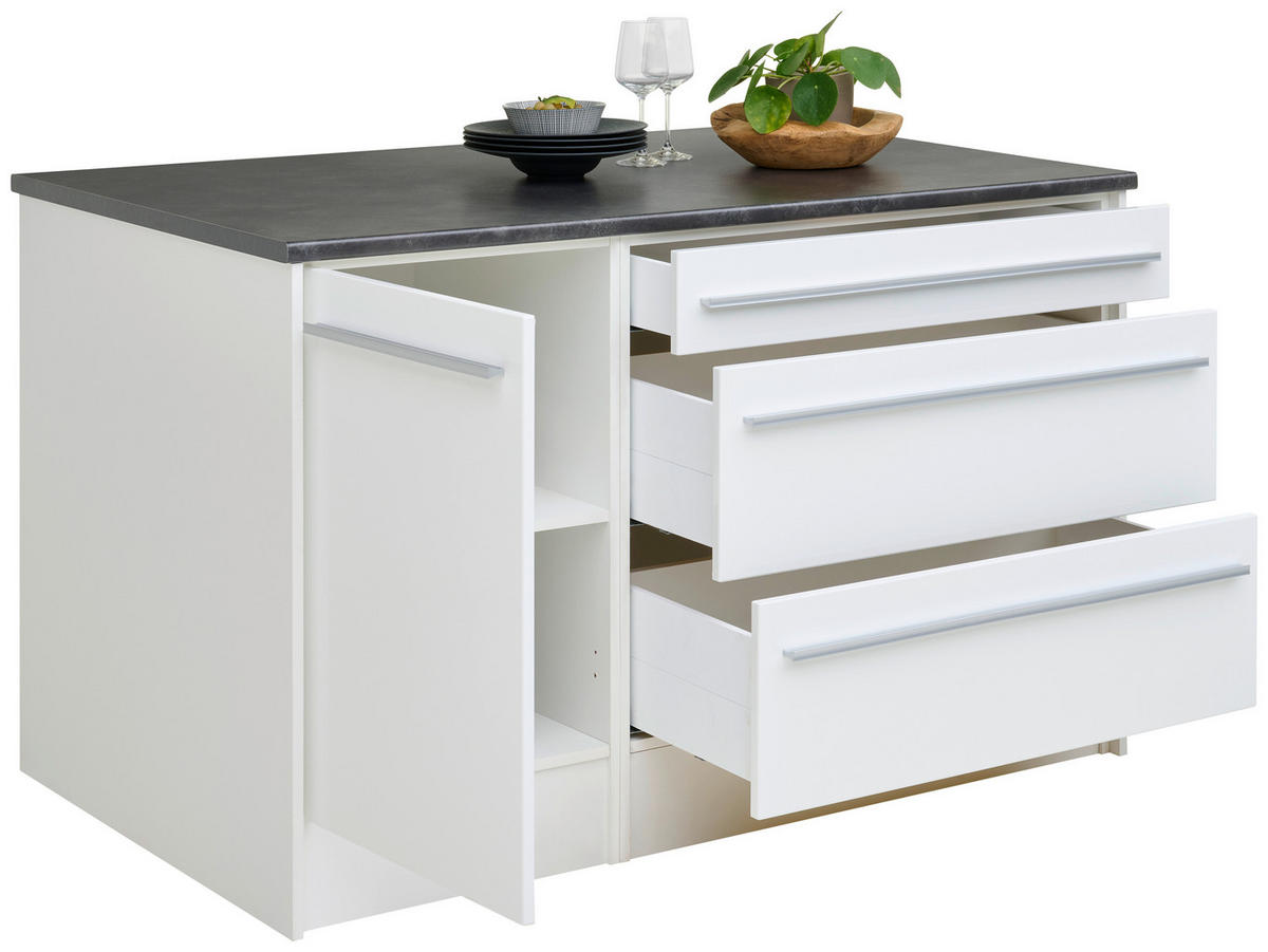 KUHINJSKI OTOK - srebrne barve/bela, Konvencionalno, umetna masa/leseni material (145/90/90cm) - MID.YOU