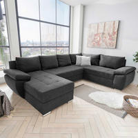 WOHNLANDSCHAFT Anthrazit Mikrofaser  - Chromfarben/Anthrazit, KONVENTIONELL, Textil/Metall (157/305/219cm) - Livetastic