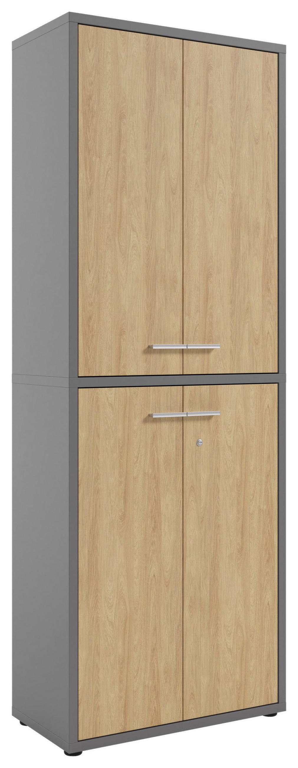 AKTENSCHRANK Eiche Grau, Hickory  - Grau/Hickory, MODERN, Holz/Holzwerkstoff (78,1/215,4/40cm) - Novel