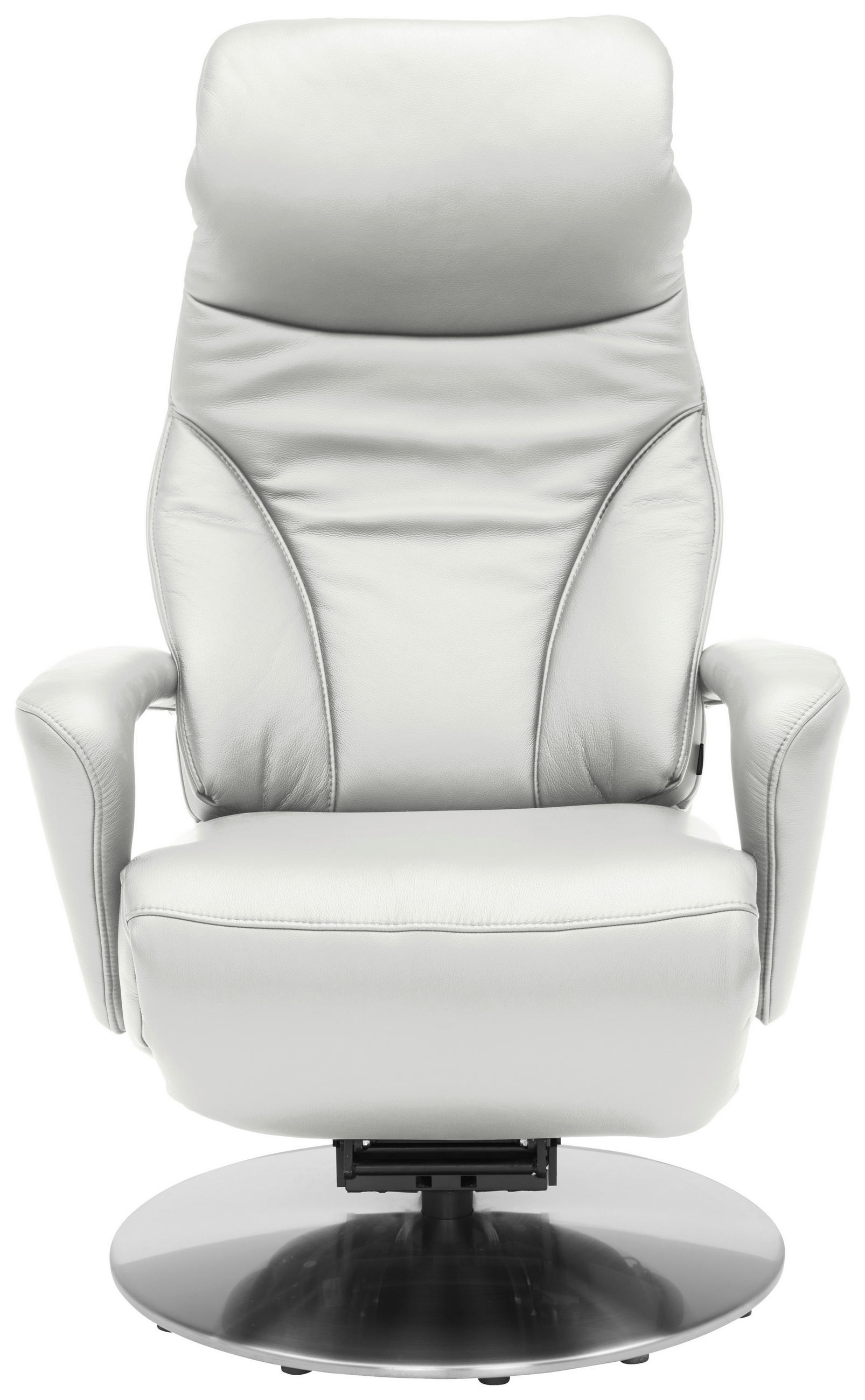 RELAXSESSEL Echtleder Nackenstütze, Relaxfunktion, Kopfteilverstellung, Fußteilverstellung    - Edelstahlfarben/Hellgrau, Design, Leder/Metall (75/117/88cm) - Dieter Knoll