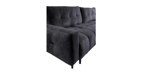 ECKSOFA Graphitfarben Chenille  inkl. Rückenkissen, Bettkasten, Schlaffunktion, Rücken echt, Liegefläche im Originalstoff  - Schwarz/Graphitfarben, KONVENTIONELL, Holz/Textil (266/180cm) - Carryhome