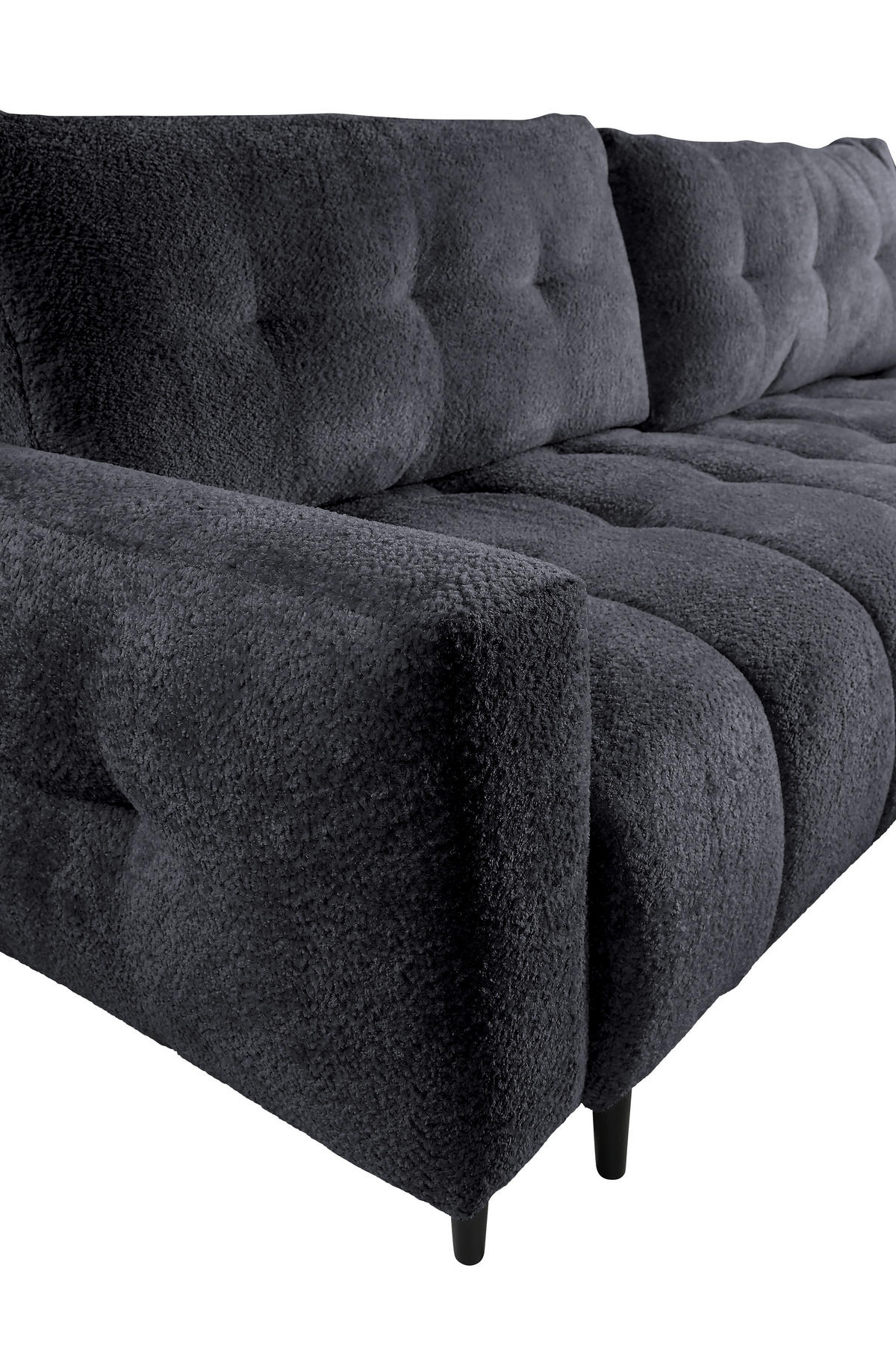 ECKSOFA in Chenille Graphitfarben  - Schwarz/Graphitfarben, Konventionell, Holz/Textil (266/180cm) - MID.YOU