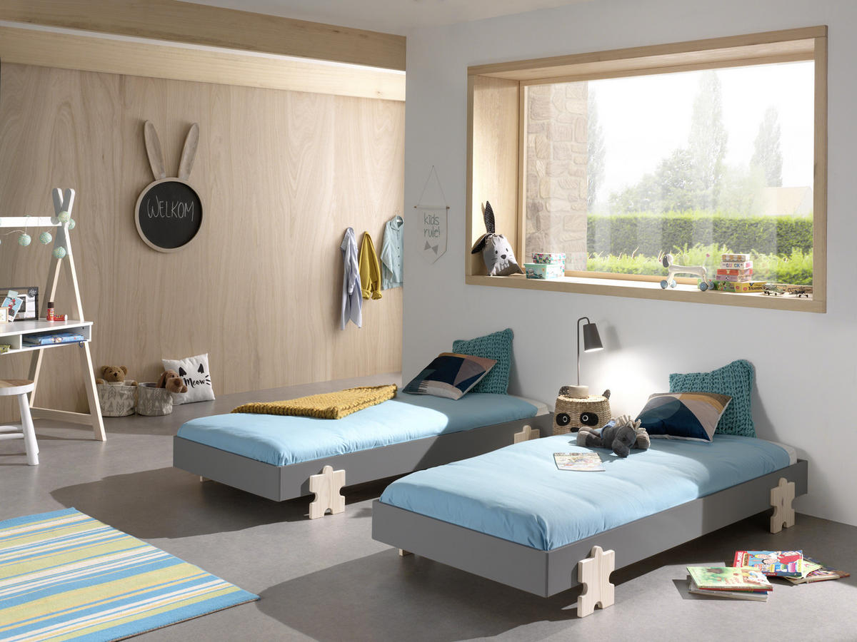 STAPELBETT 90/200 cm Grau  - Kieferfarben/Grau, MODERN, Holz/Holzwerkstoff (90/200cm) - MID.YOU