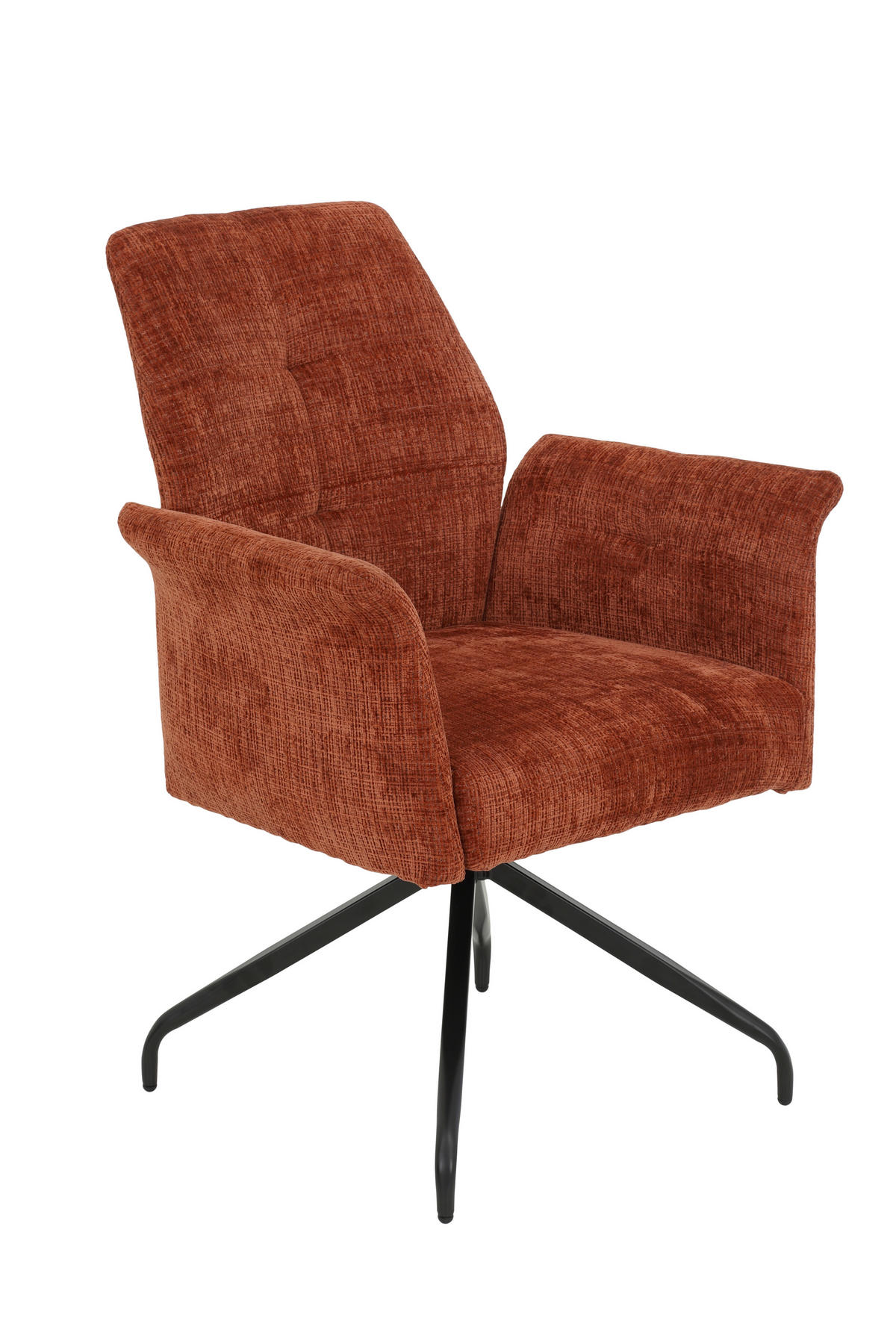 ARMLEHNSTUHL 1 Stück erweiterbar, Sitzfläche 360° drehbar, inklusive Armlehnen, ergonomische Rückenlehne, gepolsterte Armlehnen Webstoff, Mikrofaser  - Schwarz/Kupferfarben, MODERN, Textil/Metall (71/93/68cm) - MID.YOU