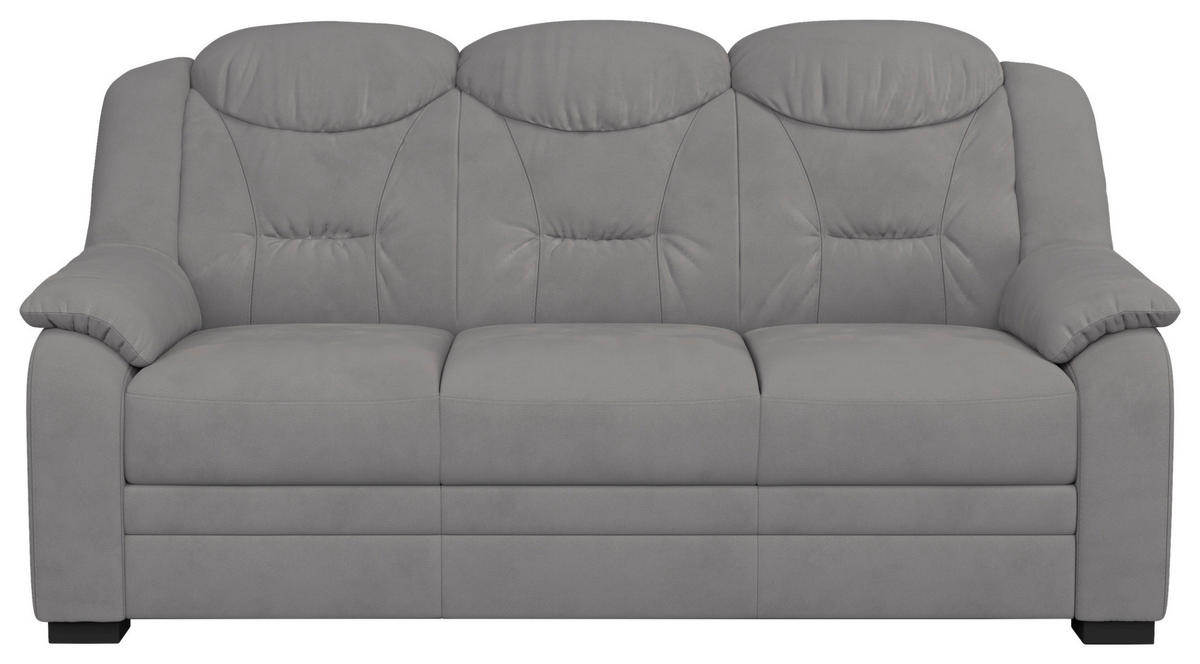 3-SITZER-SOFA in Mikrofaser Hellgrau  - Hellgrau/Schwarz, Basics, Kunststoff/Textil (189/99/99cm) - MID.YOU