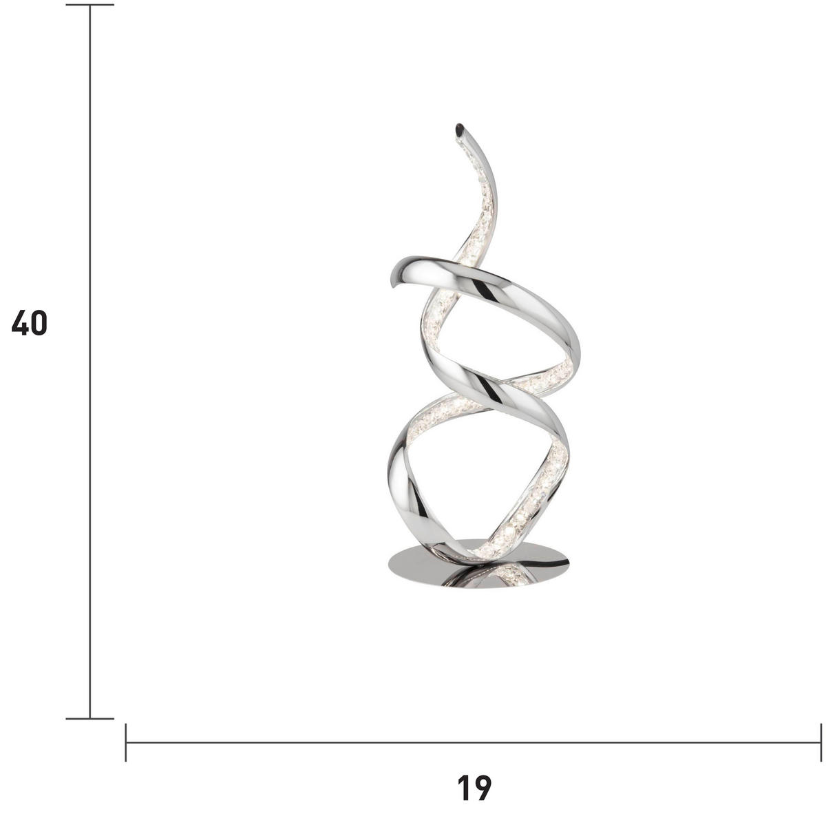 NAMIZNA LED-SVETILKA  Twirls      18.5/39.5 cm       - barve kroma, Design, kovina/steklo (18.5/39.5cm)