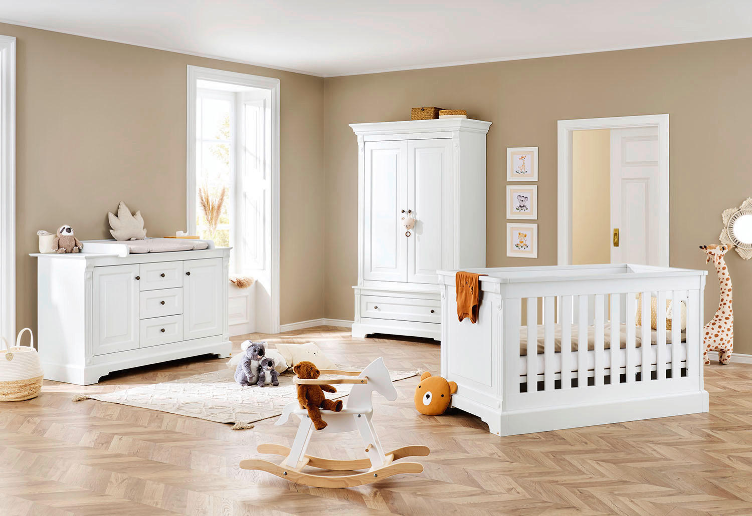 BABYZIMMER PINOLINO EMILIA 3-teilig  - Weiß, ROMANTIK / LANDHAUS, Holzwerkstoff - Pinolino