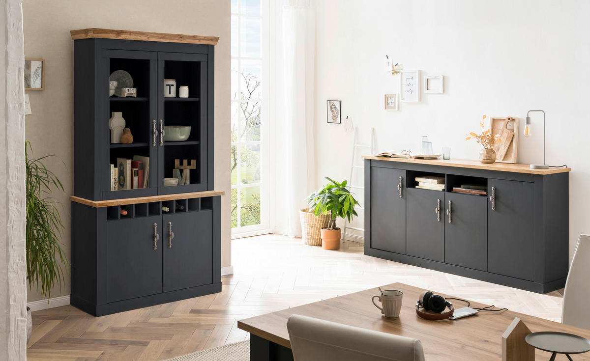 BUFFET 110/205/44 cm  in  - Anthrazit/Silberfarben, Design, Holzwerkstoff/Metall (110/205/44cm) - MID.YOU