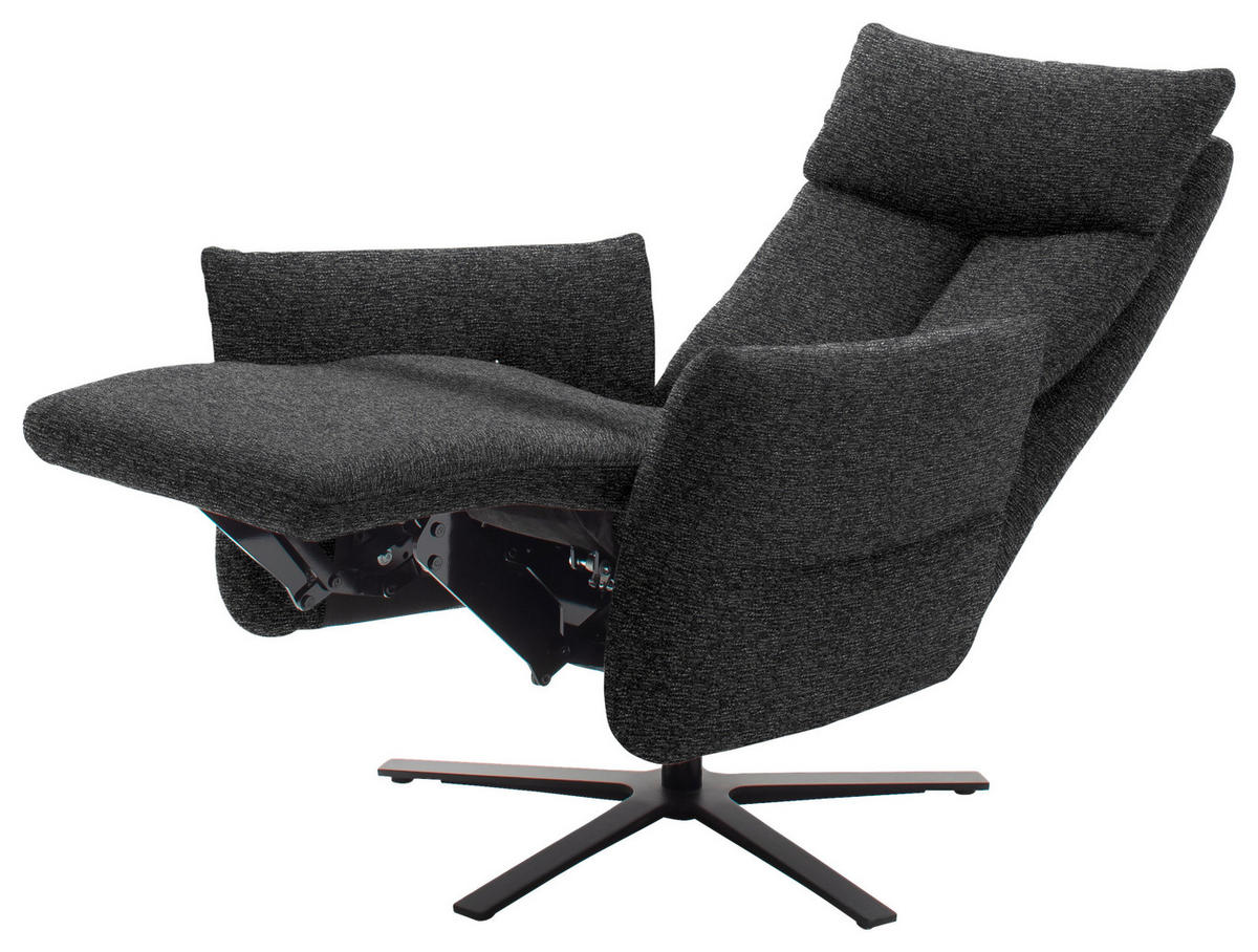 FERNSEHSESSEL in Chenille Anthrazit  - Anthrazit/Schwarz, Design, Textil/Metall (74/115/85cm) - Schöner Wohnen