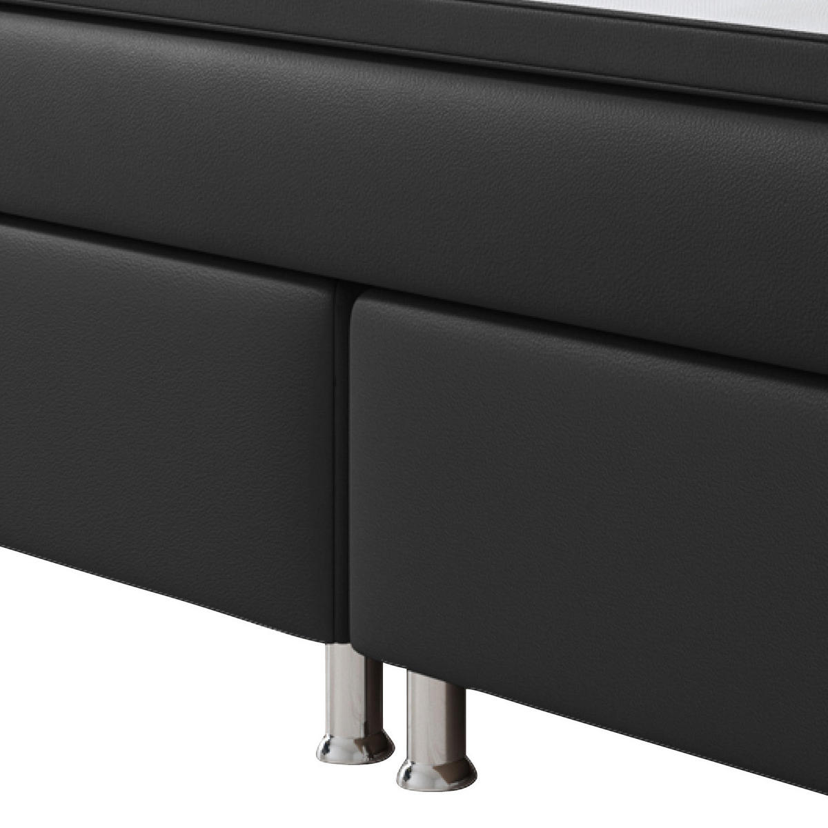 BOXSPRINGBETT  in Schwarz, Matratze, gepolstertes Kopfteil, Topper, Matratzen, H3 + H3 = fest  - Silberfarben/Schwarz, KONVENTIONELL, Leder/Textil (200/125/210cm) - MID.YOU