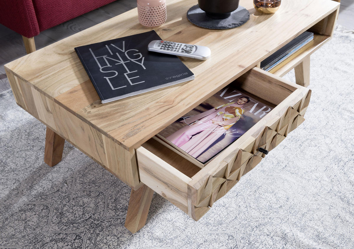 COUCHTISCH in Holz 95/50/35 cm  - Schwarz/Akaziefarben, Design, Holz (95/50/35cm) - MID.YOU