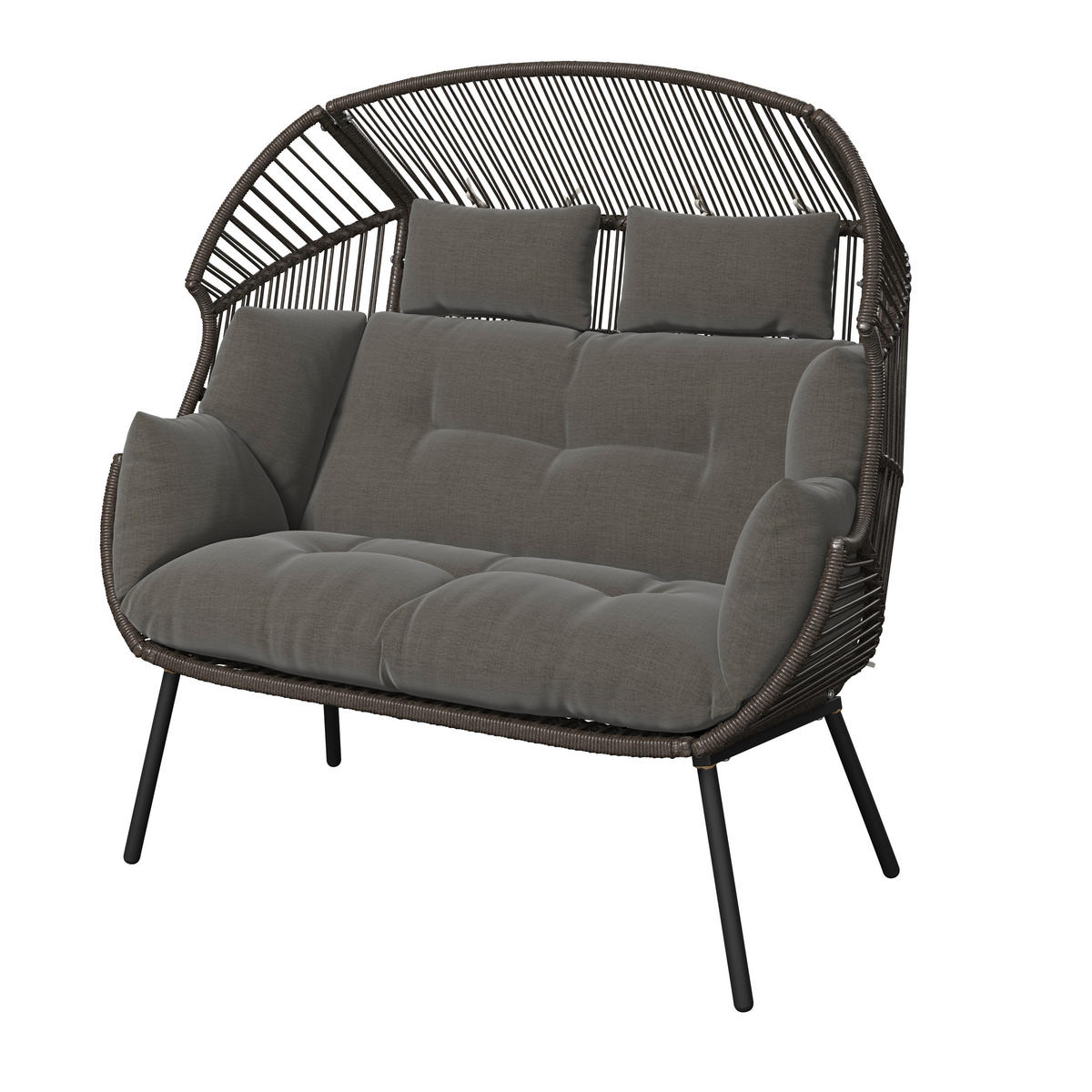 GARTENMUSCHEL 146/136/83 cm Eisen  - Dunkelgrau/Grau, MODERN, Kunststoff/Textil (146/136/83cm) - Ambia Garden