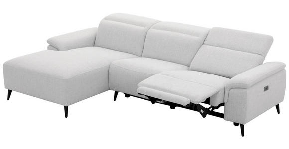 ECKSOFA  in Leinenoptik Hellgrau, Grauweiß  171/270 cm  - Schwarzchrom/Hellgrau, Design, Holz/Kunststoff (171/270cm) - Xora