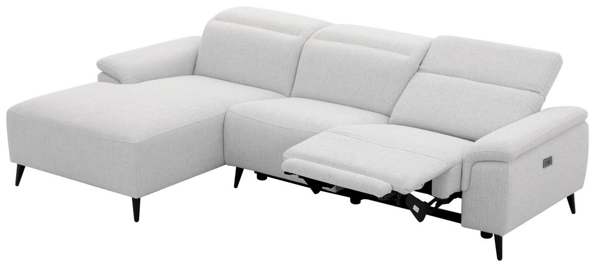 ECKSOFA inkl. Funktionen Hellgrau Leinenoptik  - Schwarzchrom/Hellgrau, Design, Holz/Kunststoff (171/270cm) - Xora