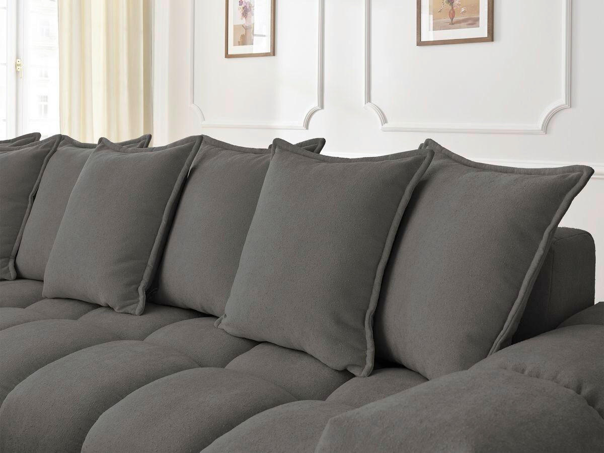 ECKSOFA Ottomane links  EVEREST Dunkelgrau Struktur  - Dunkelgrau/Schwarz, MODERN, Kunststoff/Textil (210/352cm)