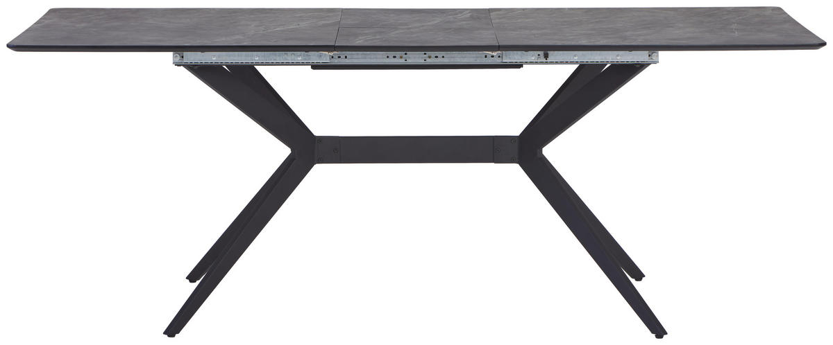 ESSTISCH Grau, Schwarz rechteckig  ausziehbar  - Schwarz/Grau, MODERN, Holzwerkstoff/Metall (160/90/75cm) - MID.YOU