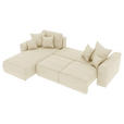 ECKSOFA Beige Cord  - Chromfarben/Beige, KONVENTIONELL, Kunststoff/Textil (195/293cm) - Carryhome