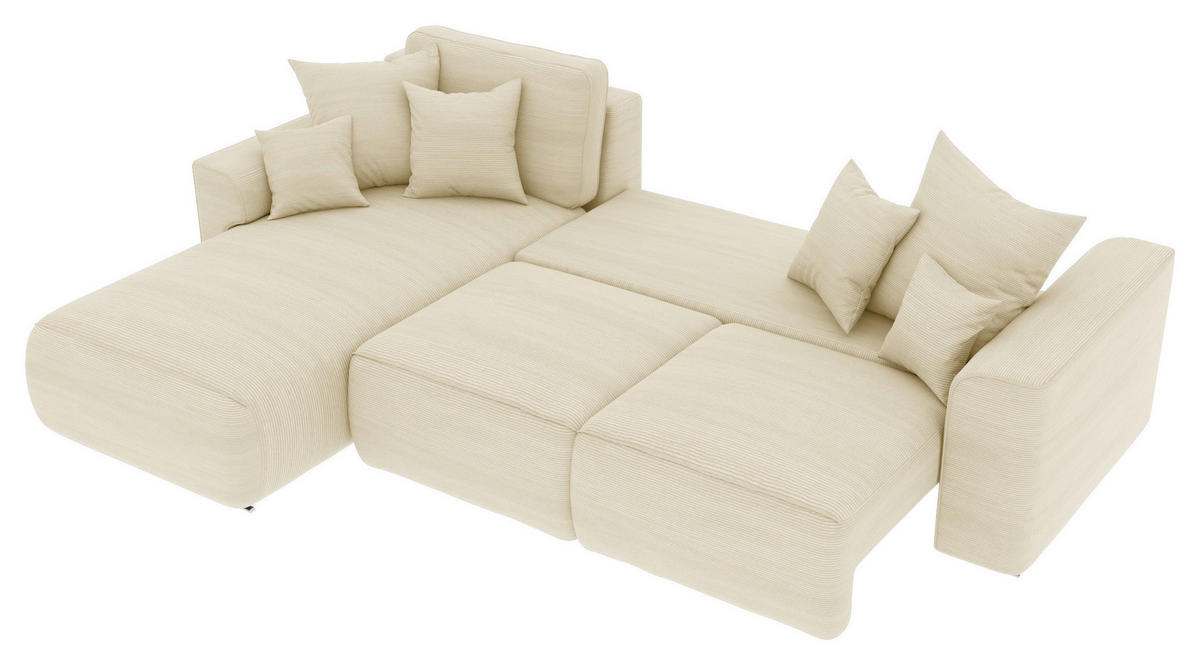ECKSOFA in Cord Beige  - Chromfarben/Beige, Konventionell, Kunststoff/Textil (195/293cm) - MID.YOU