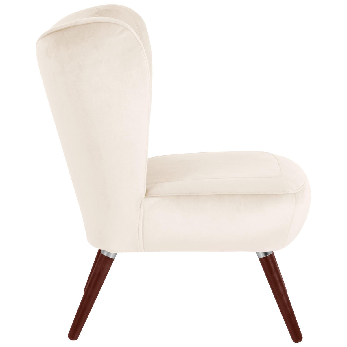 SESSEL Samt, Velours Creme    - Nussbaumfarben/Creme, Design, Holz/Holzwerkstoff (70/86/69cm) - Max Winzer