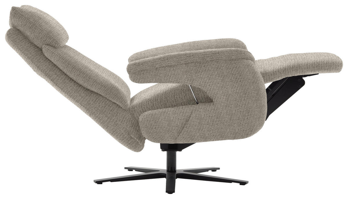 FERNSEHSESSEL in Struktur Hellgrau  - Hellgrau/Schwarz, Modern, Textil/Metall (73/113-117/85cm) - Cantus