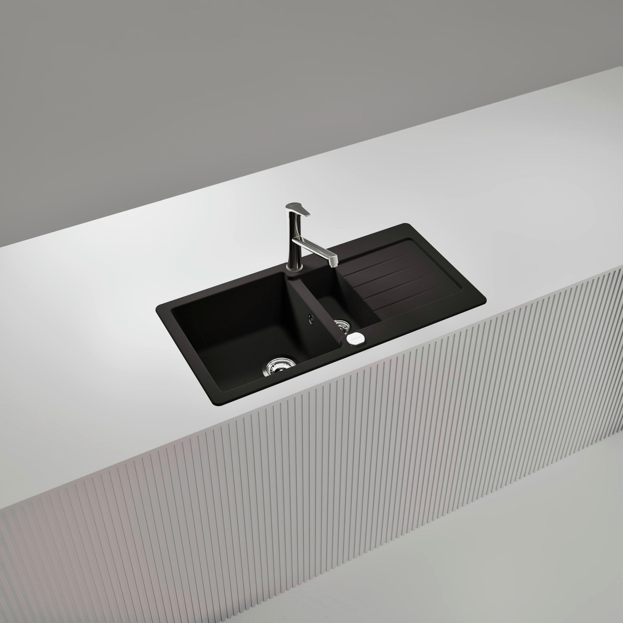 SPÜLE TYPD150SAGNE  - Edelstahlfarben/Schwarz, Basics, Stein (86/30,9/43,5cm) - Schock