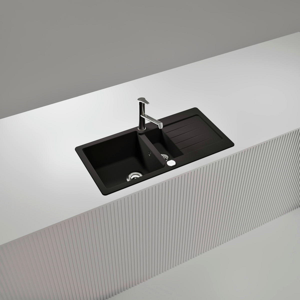 SPÜLE TYPD150SAGNE  - Edelstahlfarben/Schwarz, Basics, Stein (86/30,9/43,5cm) - Schock