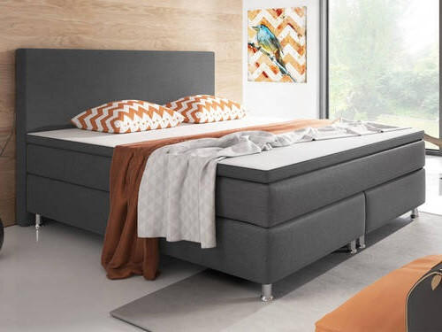 BOXSPRINGBETT 180/200 cm in Anthrazit - Anthrazit/Silberfarben, KONVENTIONELL, Textil/Metall (180/200cm) - MID.YOU