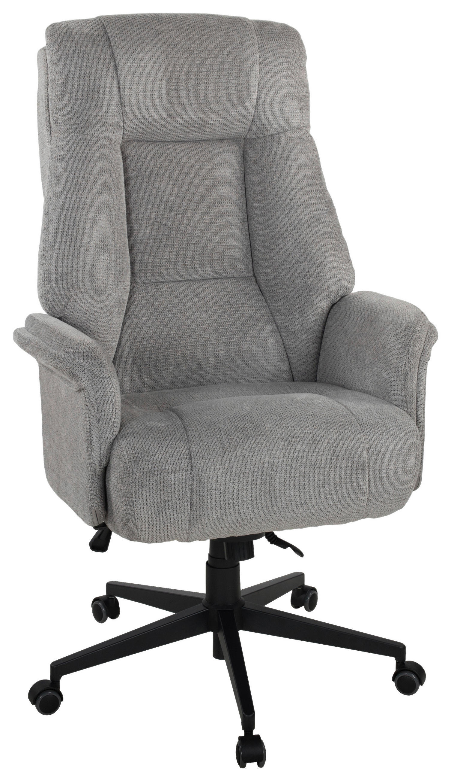 CHEFSESSEL Webstoff Grau, Schwarz  - Schwarz/Grau, KONVENTIONELL, Kunststoff/Textil (68/113-121/68cm) - Venda