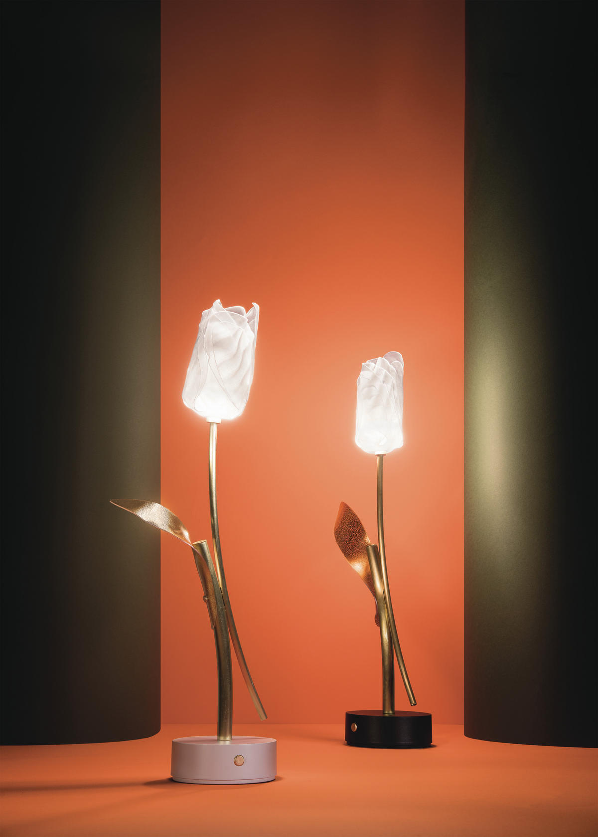 AKKU-TISCHLEUCHTE Tulip Battery 8,5/15/38 cm   - Transparent/Goldfarben, KONVENTIONELL, Kunststoff/Metall (8,5/15/38cm) - Slamp