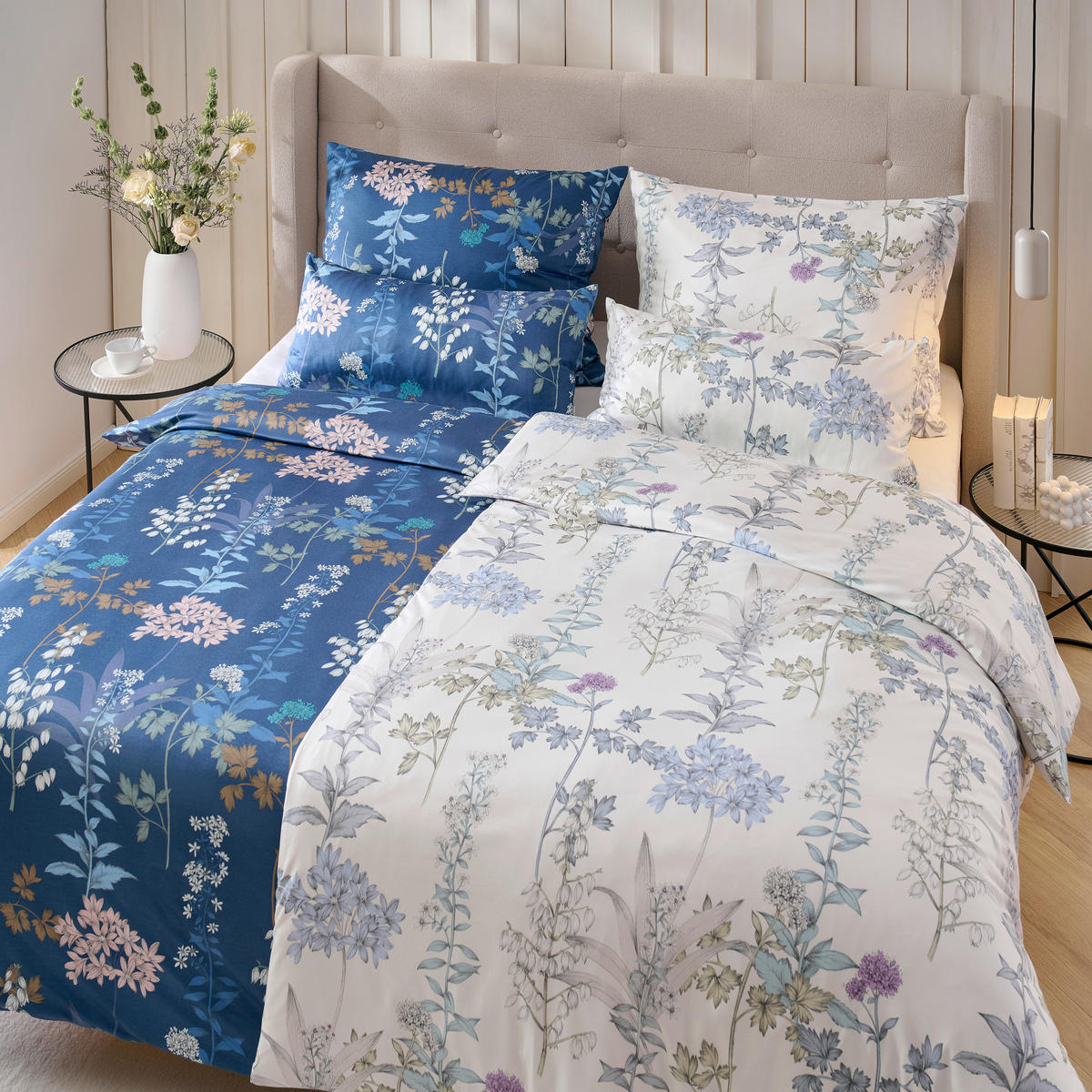 BETTWÄSCHE 2-teilig ATELIER Makosatin 140/200 cm  - Hellblau, Basics, Textil (140/200cm) - Estella