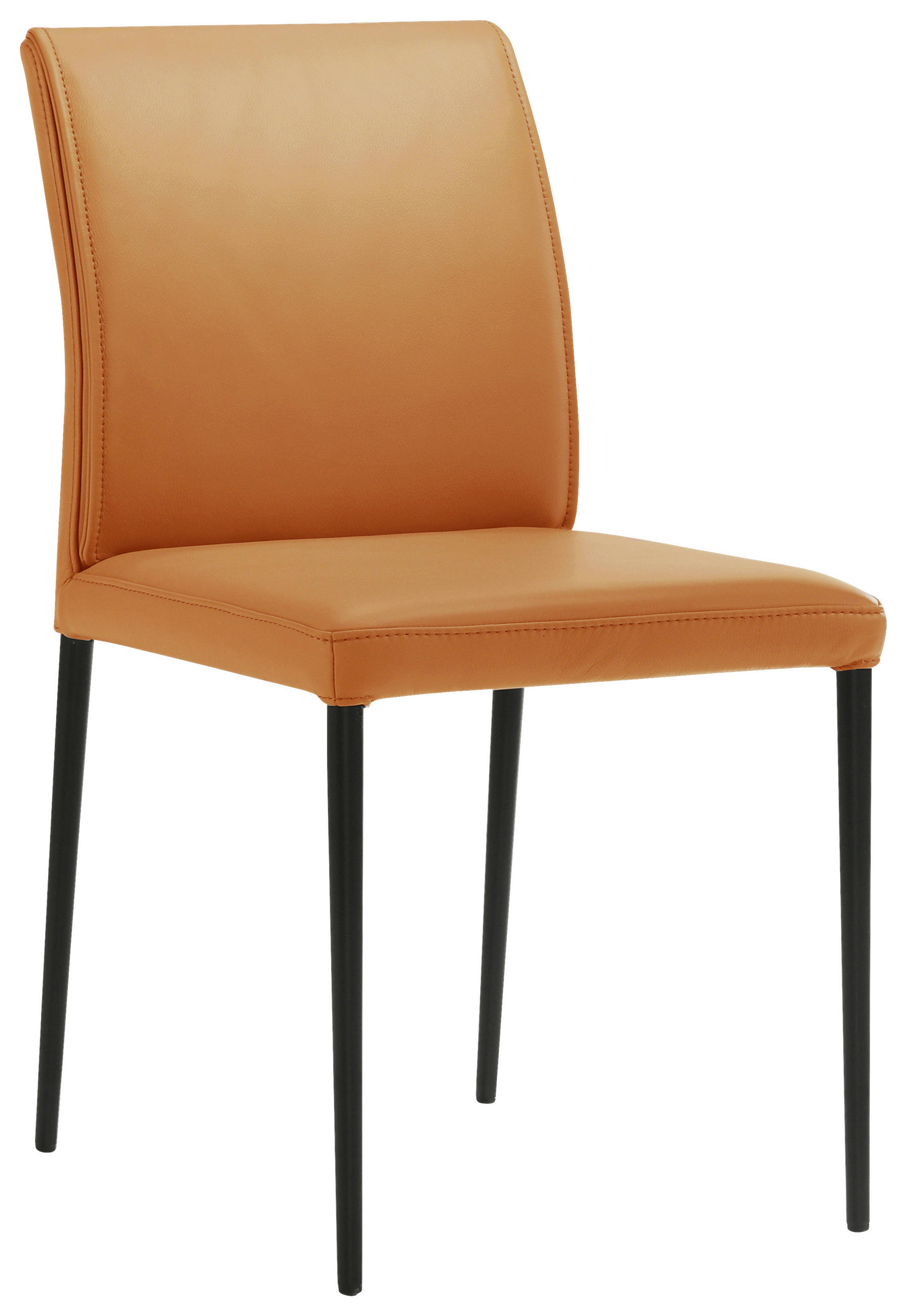 STUHL Echtleder Orange  - Schwarz/Orange, Design, Leder/Metall (46/87/58cm) - Johann Jakob