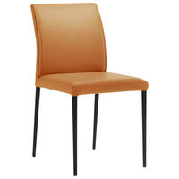 STUHL Echtleder Orange  - Schwarz/Orange, Design, Leder/Metall (46/87/58cm) - Johann Jakob