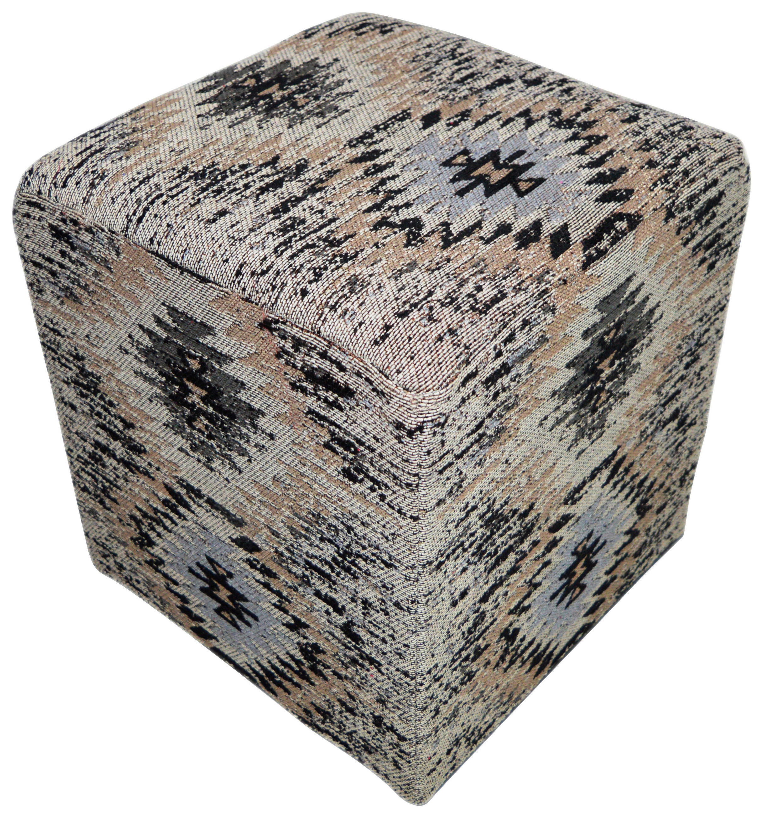 POUF Struktur 42/42/45 cm  - Beige/Schwarz, Design, Textil (42/42/45cm) - Kayoom