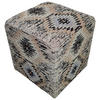 POUF in Grau, Schwarz, Beige Textil  - Beige/Schwarz, Design, Textil (42/42/45cm) - Kayoom