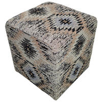 POUF in Grau, Schwarz, Beige Textil  - Beige/Schwarz, Design, Textil (42/42/45cm) - Kayoom