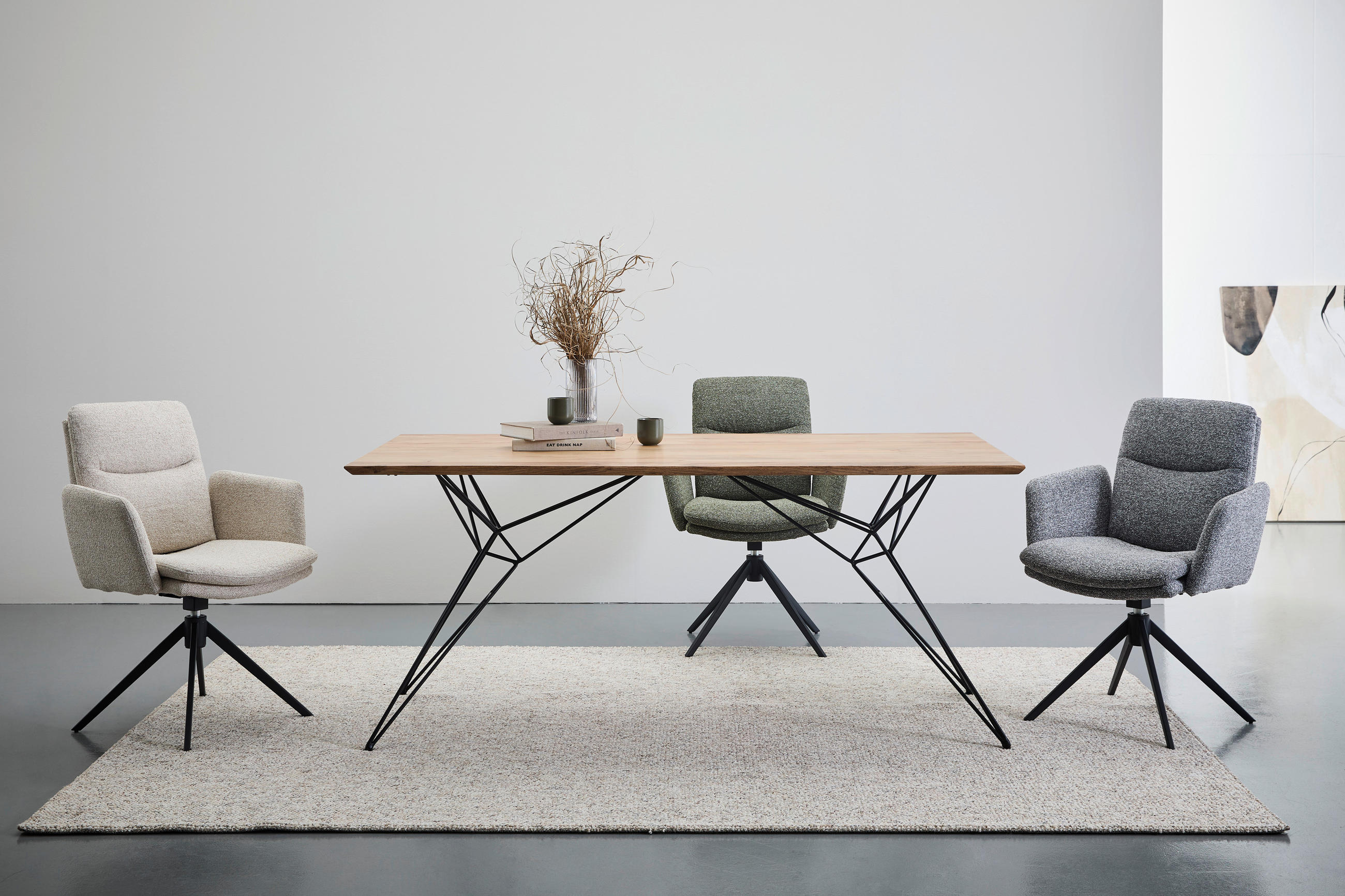 ESSTISCH Akazie vollmassiv rechteckig Schwarz, Akaziefarben  - Schwarz/Akaziefarben, LIFESTYLE, Holz/Metall (175/90/76cm) - home24