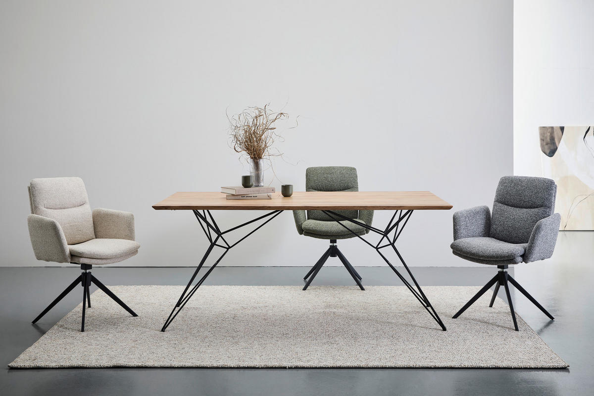 ESSTISCH Akazie vollmassiv rechteckig Schwarz, Akaziefarben  - Schwarz/Akaziefarben, LIFESTYLE, Holz/Metall (175/90/76cm) - home24
