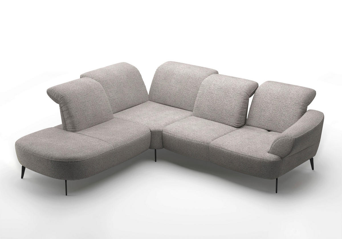 ECKSOFA DANCE E Silberfarben Chenille  - Silberfarben/Schwarz, MODERN, Textil/Metall (270/302cm) - Sit & More