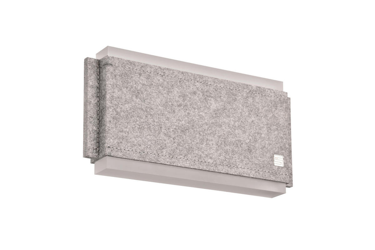 LED-WANDLEUCHTE   - Grau/Nickelfarben, KONVENTIONELL, Textil/Metall (15/30/8cm) - Cinque