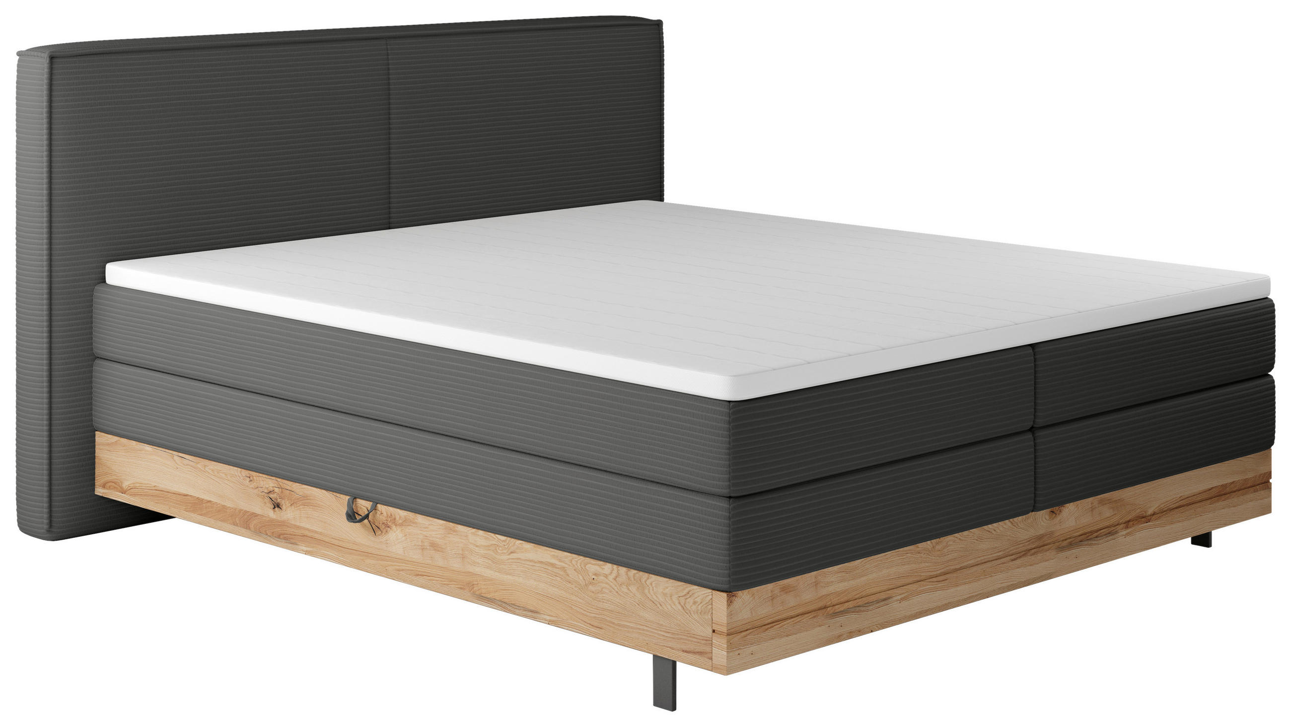 BOXSPRINGBETT 180/200 cm  in Anthrazit  - Anthrazit/Schwarz, Natur, Holz/Textil (180/200cm) - Valnatura
