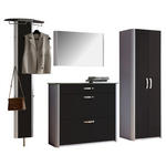 GARDEROBE 4-teilig  in 270/192/34 cm  - Schwarz/Alufarben, Design, Glas/Holzwerkstoff (270/192/34cm) - Moderano